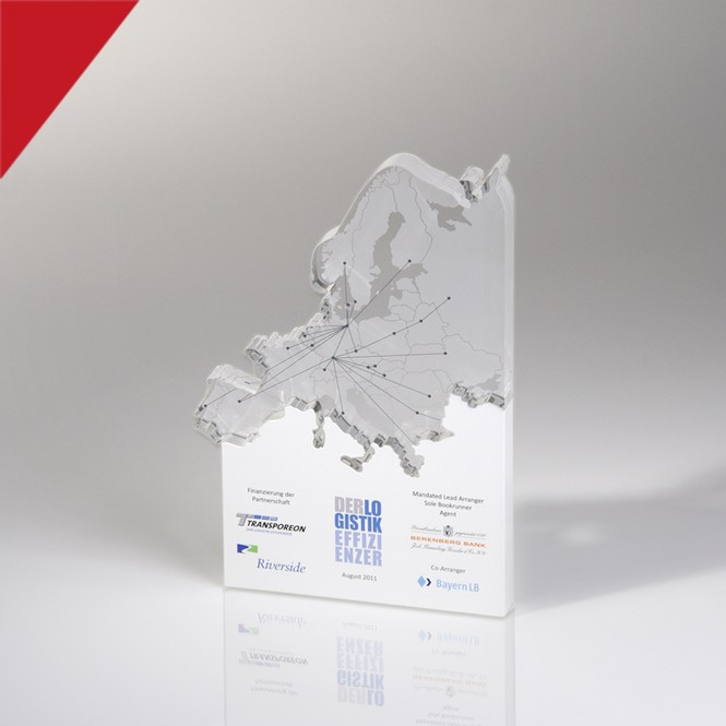 Tombstone made of clear acrylic glass „map of Europe”